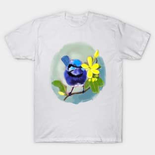 Splendid fairywren on golden currant branch T-Shirt